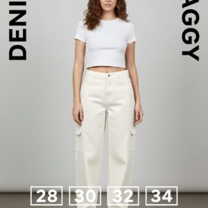 Women’s High Waist Baggy Fit Denim Jeans – Casual Loose Straight Wide Leg Pants for Everyday Wear OFF WHITE