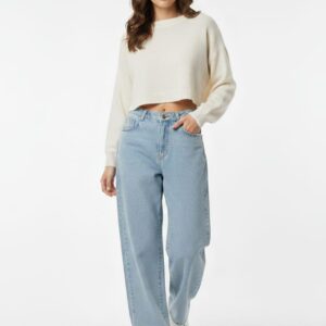 Women’s High Waist Baggy Fit Denim Jeans – Casual Loose Straight Wide Leg Pants for Everyday Wear LIGHT BLUE