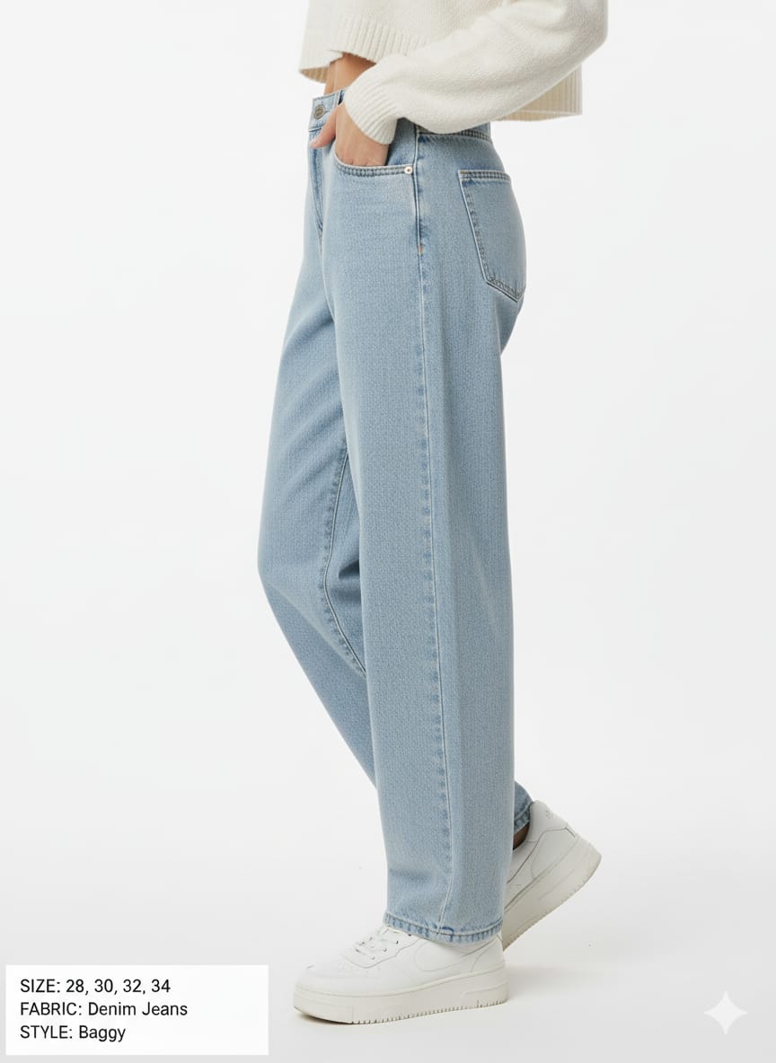 Women’s High Waist Baggy Fit Denim Jeans – Casual Loose Straight Wide Leg Pants for Everyday Wear LIGHT BLUE - Image 3