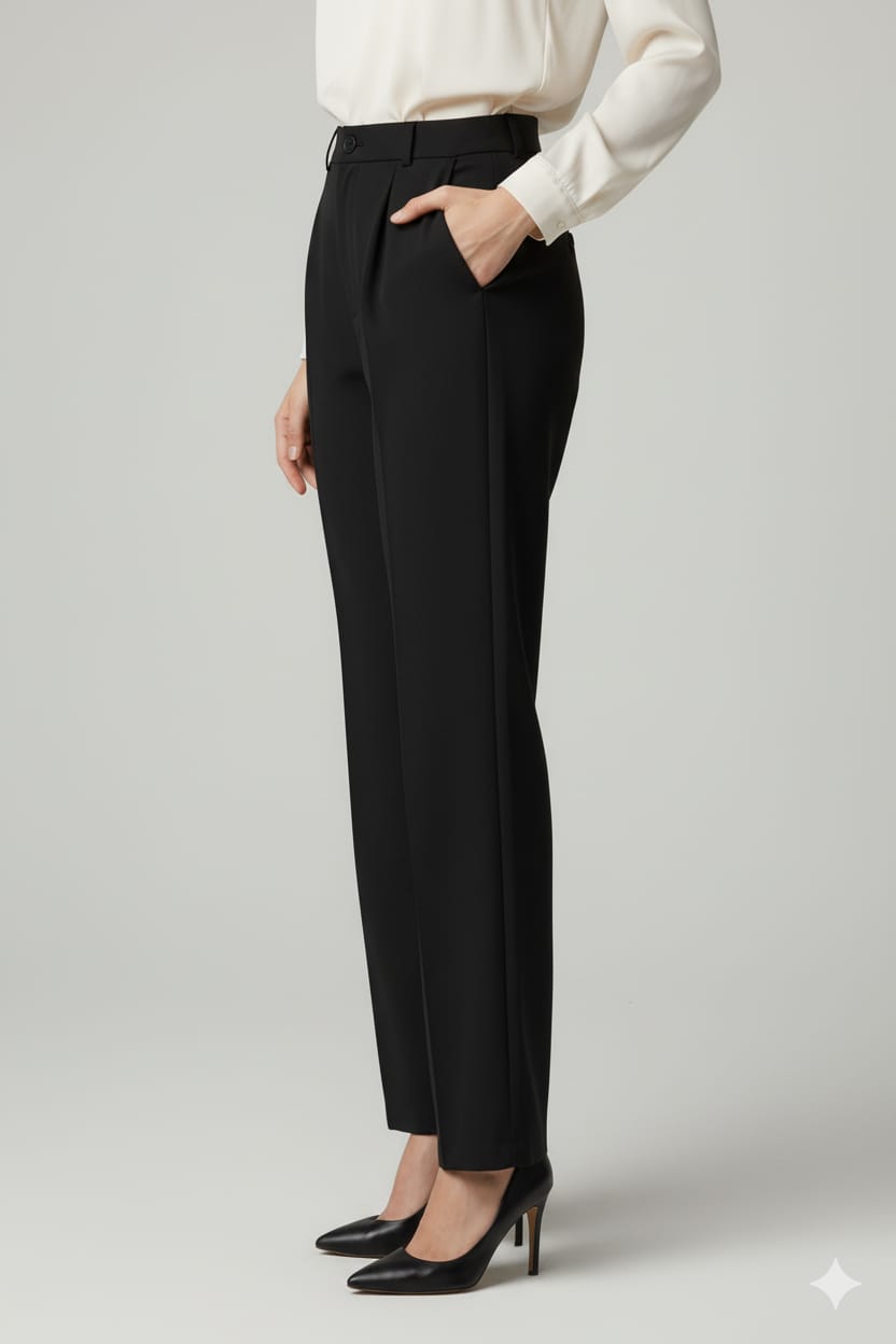 Women’s Korean Style High-Waist Wide Leg Formal Pants | Elegant Black Trousers | Premium Office & Casual Wear - Image 4