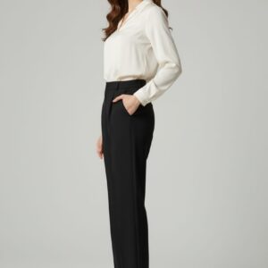 Women’s Korean Style High-Waist Wide Leg Formal Pants | Elegant Black Trousers | Premium Office & Casual Wear