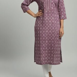 Women’s Printed Rayon Straight Kurta | Soft & Comfortable Ethnic Top with 3/4th Sleeves | Daily Wear Casual Kurti for Office & Outings