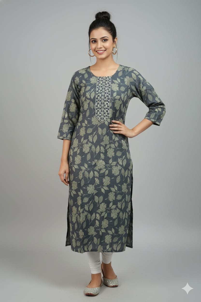 Women’s Printed Rayon Straight Kurta | Soft & Comfortable Ethnic Top with 3/4th Sleeves | Daily Wear Casual Kurti for Office & Outings - Image 9