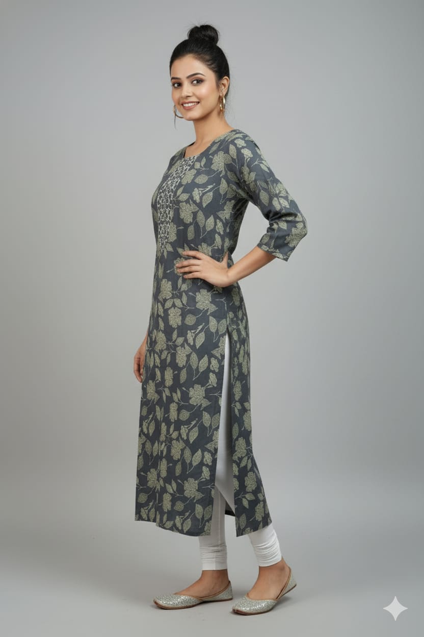 Women’s Printed Rayon Straight Kurta | Soft & Comfortable Ethnic Top with 3/4th Sleeves | Daily Wear Casual Kurti for Office & Outings - Image 8
