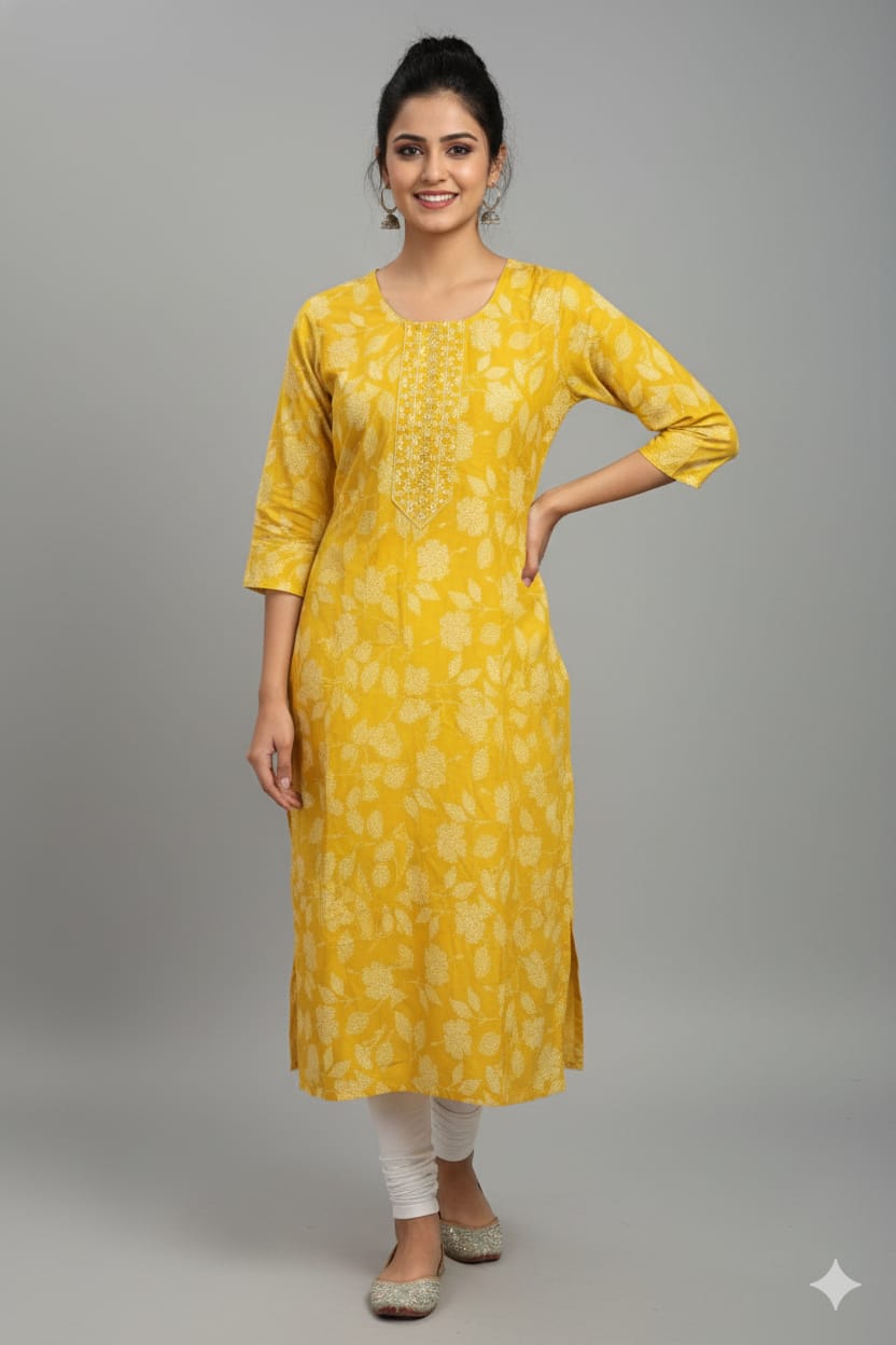 Women’s Printed Rayon Straight Kurta | Soft & Comfortable Ethnic Top with 3/4th Sleeves | Daily Wear Casual Kurti for Office & Outings - Image 6