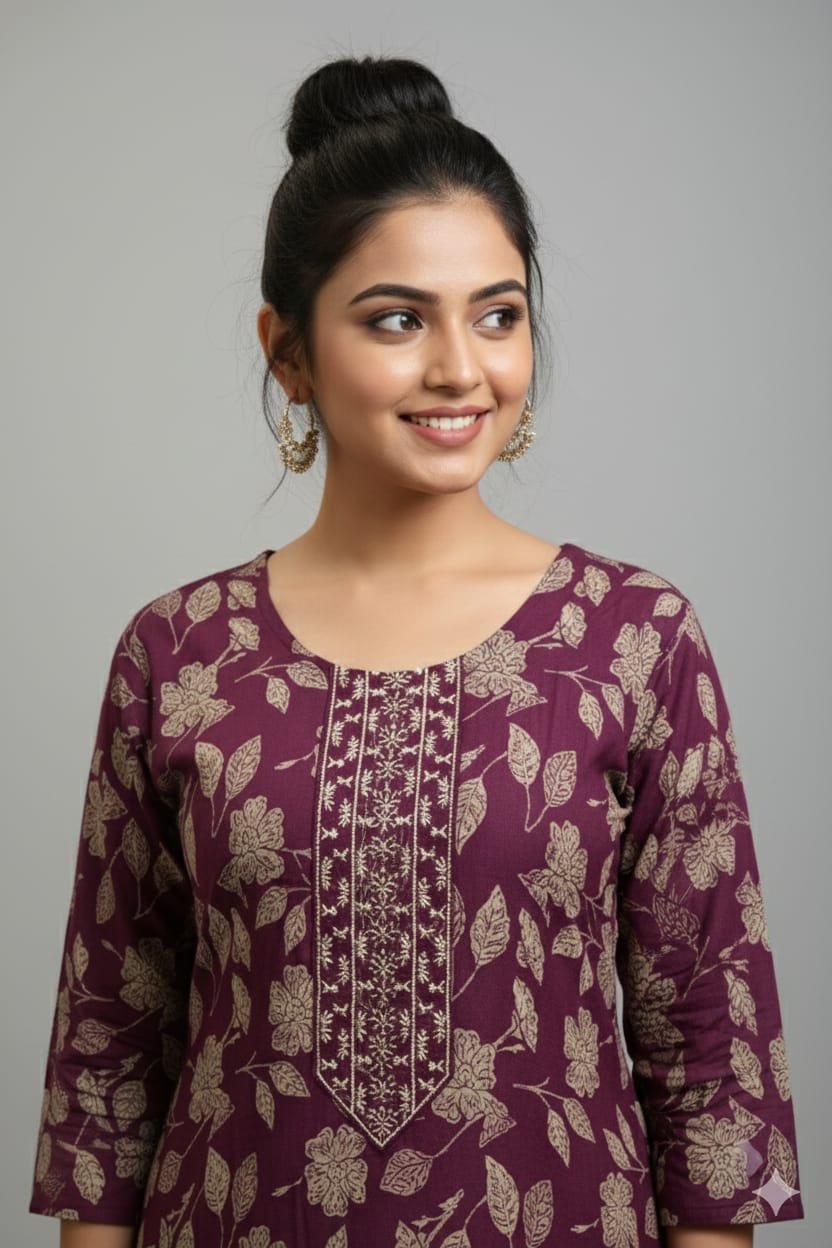 Women’s Printed Rayon Straight Kurta | Soft & Comfortable Ethnic Top with 3/4th Sleeves | Daily Wear Casual Kurti for Office & Outings - Image 4